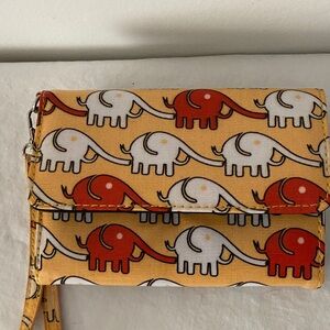 Relativity Elephant Print Wallet - Orange, Red, White
